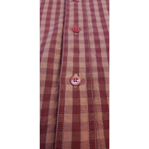 Tommy Bahama Shirt Mens Medium Red Plaid Linen Blend Indigo Palms Button Up - Picture 11 of 16